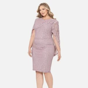 NWT Betsy & Adam Lace Capelet Sheath Soft Pink Dress Sz. 10